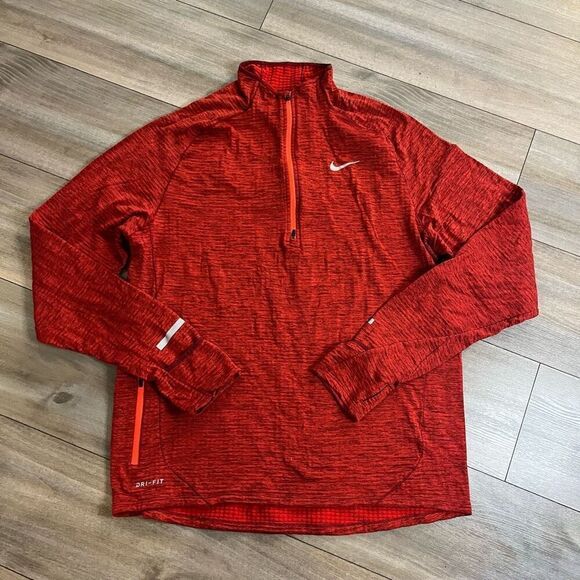 Nike Red Athletic Quarterzip Pullover Men Large - Picture 1 of 6